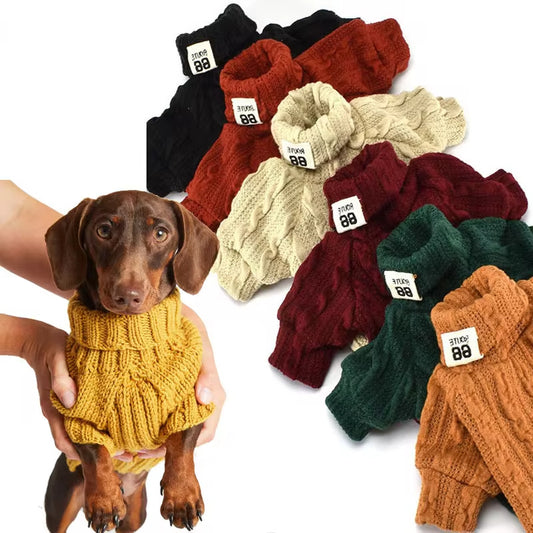 Dog Sweater Turtleneck Solid Color